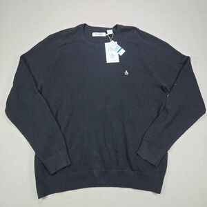 Original Penguin Sweater Honeycomb Textured Knit Pullover Black Mens XL NWT
